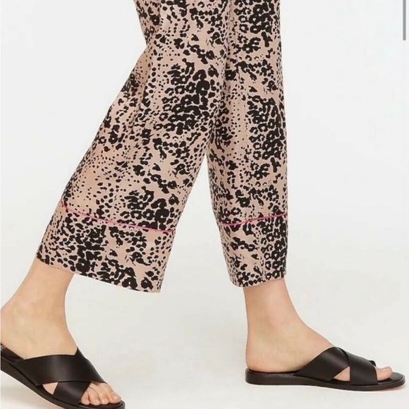 NWT J.Crew Peyton Leopard Print, Linen Blend, High Rise, Cropped Pants, Size 2. - Picture 3 of 10